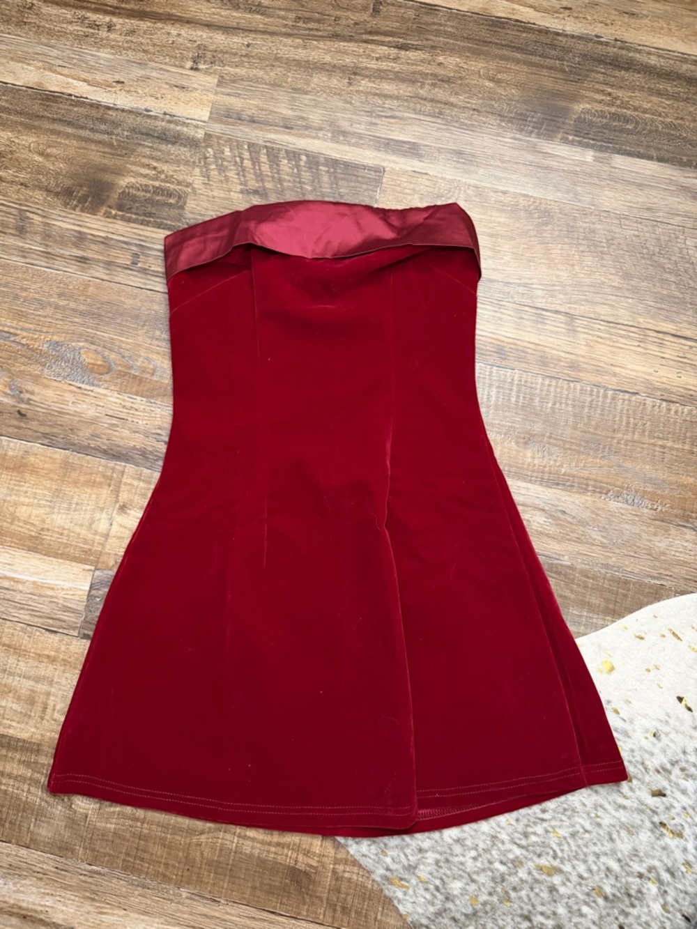 Strapless Red Velvet Mini Dress